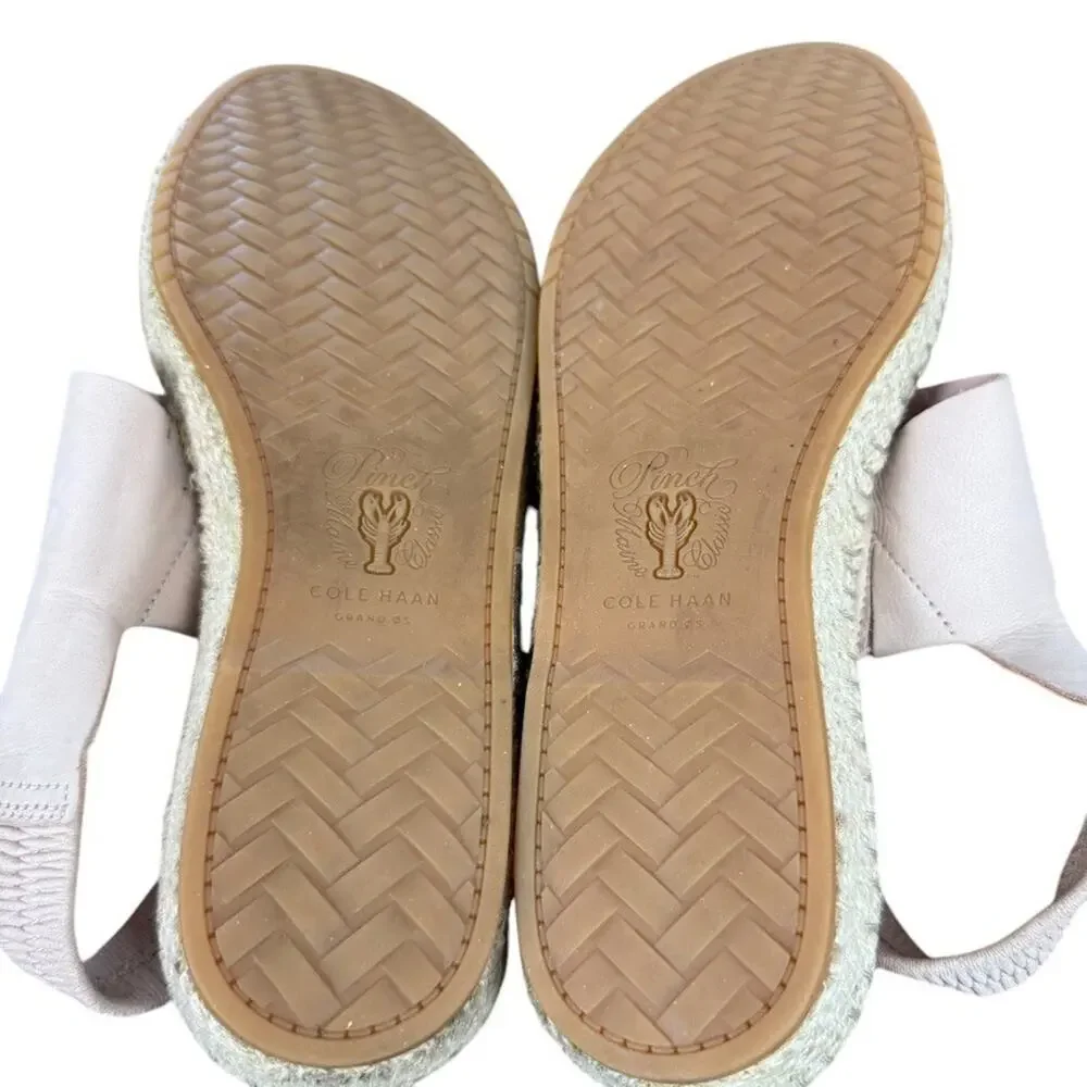 Cole Haan Womens Espadrille Sandals Slingback Pink Shoes Wide Strap Leather 9 B